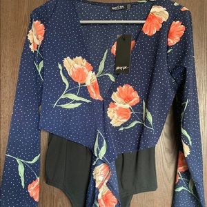 Floral Tie Bodysuit - Nasty Gal